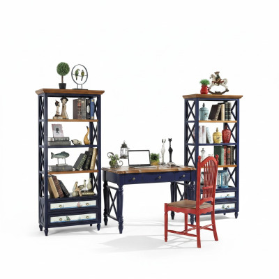 Schreibtisch 2tlg Set Tisch Schrank Arbeitszimmer Echte Holz Möbel Büro Esstisch