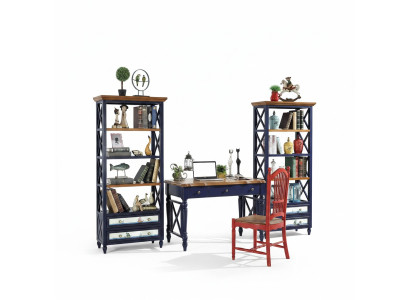 Schreibtisch 2tlg Set Tisch Schrank Arbeitszimmer Echte Holz Möbel Büro Esstisch
