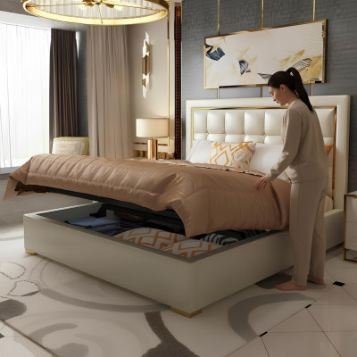 Bett Polster Design Luxus Doppel Betten Grau 180x200cm Schlaf Zimmer Leder Hotel