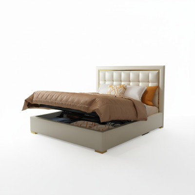 Bett Polster Design Luxus Doppel Betten Grau 180x200cm Schlaf Zimmer Leder Hotel