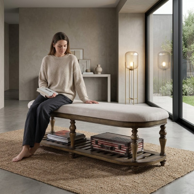 Hocker Klassisch Beistellhocker Ottomane Couch Leder Stoff Textil Holz Fußhocker