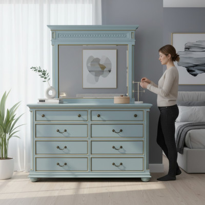 Elegante Stil Möbel Schlafzimmer Kommode Schrank Klassische Anrichte mit Spiegel