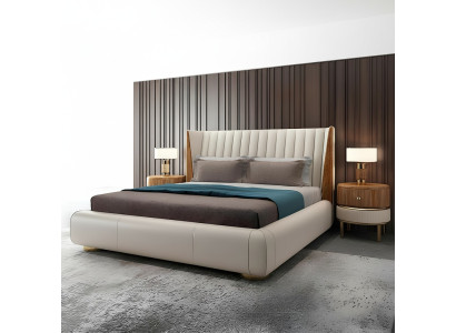 Designer Italienische Möbel Bett Doppel Schlazimmer 150x200cm Betten Leder Neu