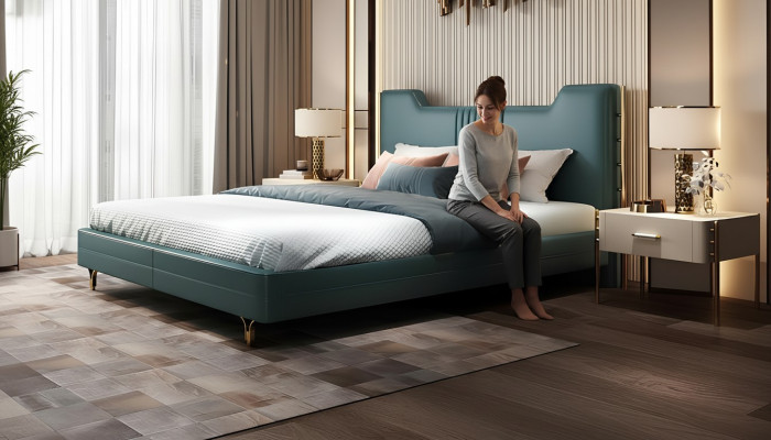 Modernes Designer Holz Bett Edles Möbel Doppel Betten Neu Schlafzimmer Polster