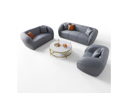 Luxus Sofagarnitur 322 Sitzer mit Möbel Couch Ledersofa Textil Gruppe Sofas Set