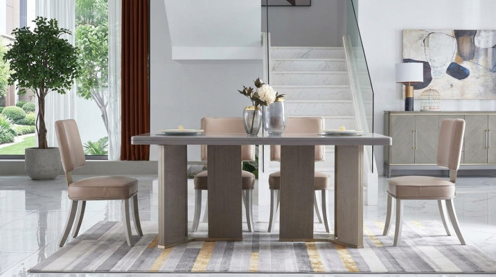 Designer Möbel Holz Tisch Sitz Ess Zimmer 6x Stühle 7tlg. Set Garnitur Neu