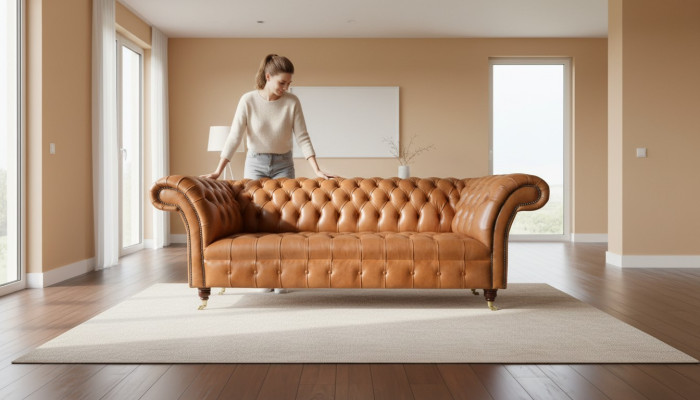 Chesterfield Design Luxus Polster Sofa Couch Sitz Textil Garnitur Leder