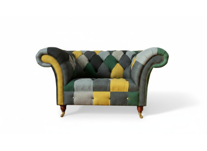 Chesterfield Sessel Fernseh Couch 1,5 Sitzer Sofa Textil Stoff Couchen Polster