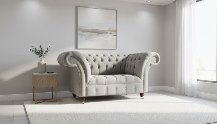 Chesterfield Sessel Couch Polster Sofa Textil Couchen 1,5 Sitzer Einsitzer