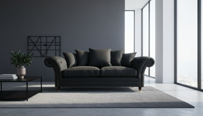 Sofa 3 Sitzer Klassisch Design Sofas Polster Leder Moderne Couchen 3 er Schwarz