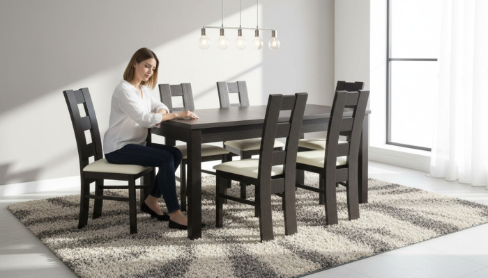 Esszimmer Design Möbel Stuhlgruppe Tisch 6 Lehn Stühle Set Garnitur Neu 7 tlg.