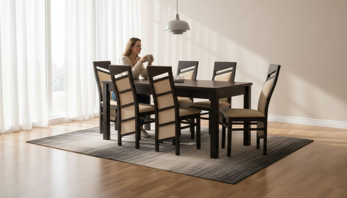 Komplette Esszimmer Garnitur Lehnstuhl Tisch 6x Stühle Luxus Essgruppe Set 7tlg