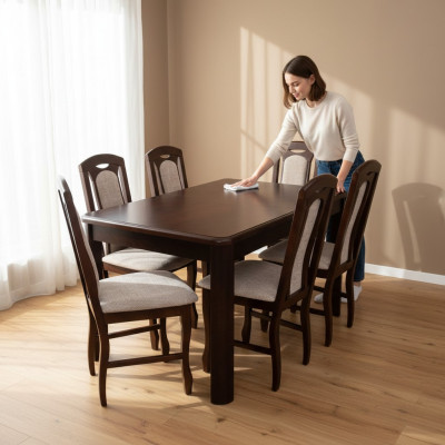 Klassische Esszimmer Möbel Essgarnitur Tisch Holz Komplett Set 7tlg. Essgruppe