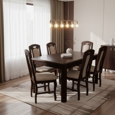Klassische Esszimmer Möbel Essgarnitur Tisch Holz Komplett Set 7tlg. Essgruppe