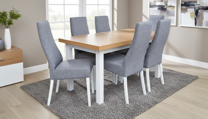 Esszimmer Komplett Garnitur Tisch 4x Stuhl Set 7tlg. Esstisch Holz Essgruppe Neu