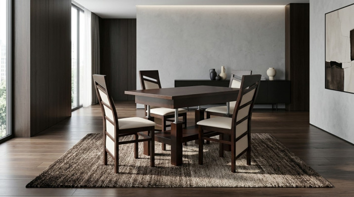 Design Esszimmer Set Garnitur 5tlg Holz Möbel Küchen 4x Stuhl Tisch Lehnstühle