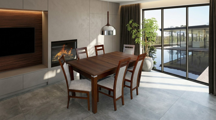 Komplett Set Esstisch + 6 Stühle Esszimmer Set Holz Ess Gruppe Tische Tisch 7tlg