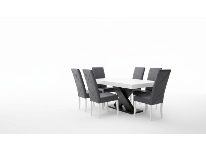 Esszimmer Set Vitrine Esstisch 6x Stuhl Garnitur Tisch Gruppe 7tlg. Set Modern