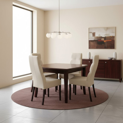 Luxus Esszimmer Set Garnitur 5tlg Braun Holz Möbel 4xStuhl Tisch Stil Modern Neu