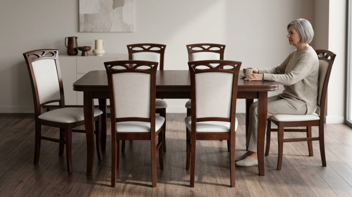 Klassischer Tisch Esstisch Esszimmer Holz Garnitur 6x Stuhl Set Stühle Lehn 7tlg