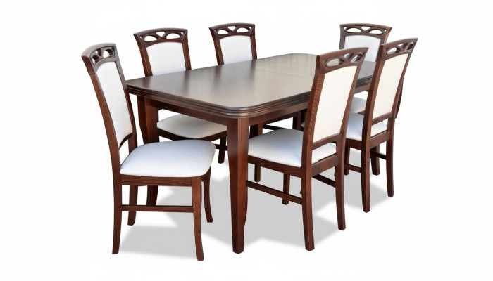 Klassischer Tisch Esstisch Esszimmer Holz Garnitur 6x Stuhl Set Stühle Lehn 7tlg