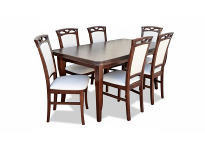 Klassischer Tisch Esstisch Esszimmer Holz Garnitur 6x Stuhl Set Stühle Lehn 7tlg