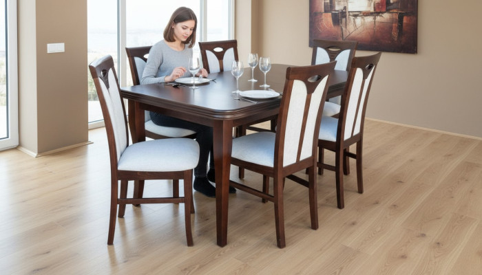 Klassische Esszimmer Möbel Essgarnitur Lehnstuhl Tisch Gruppe 7tlg. Set Modern
