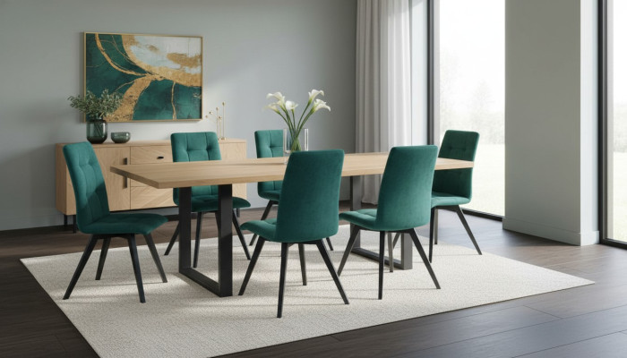 Esszimmer Design Möbel Stuhlgruppe Tisch + 6 Lehn Stühle 7 tlg. Set Garnitur Neu
