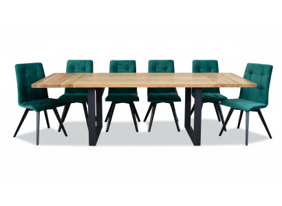 Esszimmer Design Möbel Stuhlgruppe Tisch + 6 Lehn Stühle 7 tlg. Set Garnitur Neu