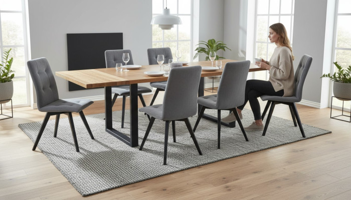 Esstisch 6x Stühle Klassische Garnitur Esszimmer 7tlg.Set Rechteckig Tisch Stuhl