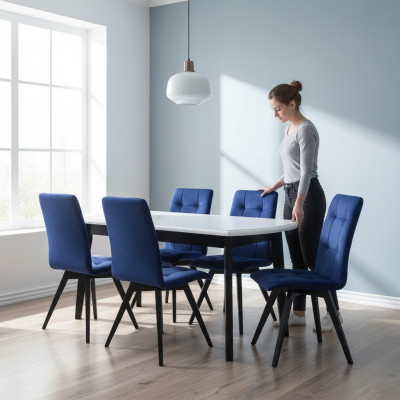 Komplett Set Esstisch Esszimmer 6x Stühle Set Holz Ess Gruppe Tisch Tische 7tlg