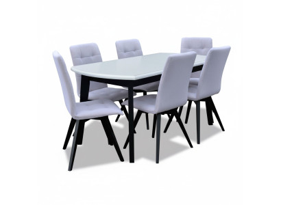 Komplett Set Esstisch + 6 Stühle Esszimmer Set Ess Gruppe Holz Tisch Tische Neu