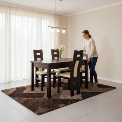 Klassische Esszimmer Garnitur Set Modern Tisch 4x Stühle Stuhl neu 5tlg. 70x120