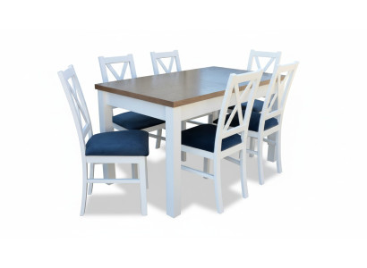 Esstisch Garnitur Tisch 6xStühle Stuhl Esszimmer Garnitur Tisch Holz Textil 7tlg