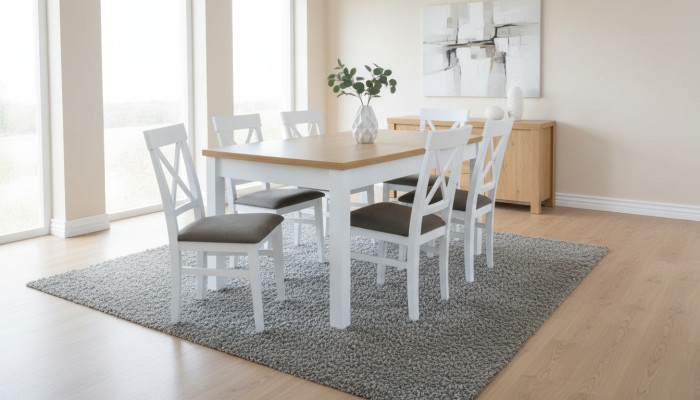 Esstisch + 6 Stühle Esszimmer Set Essgruppe Klassischer Tisch Tische S18/K64 Neu