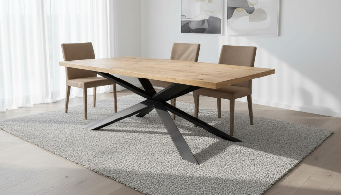 Esstisch Design Tisch Holz Edelstahl Moderne Esszimmer Wohnzimmer
