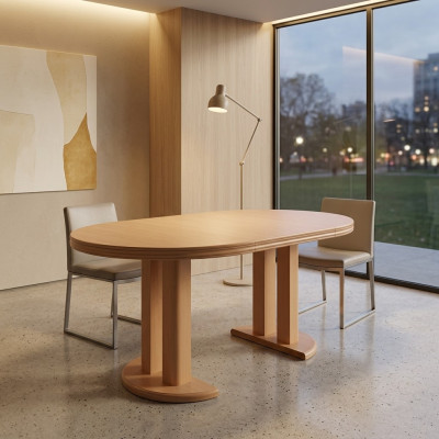Esstisch Design Holz Konferenztisch Meeting Tisch 90x90 cm Ausziehbar 90x240cm