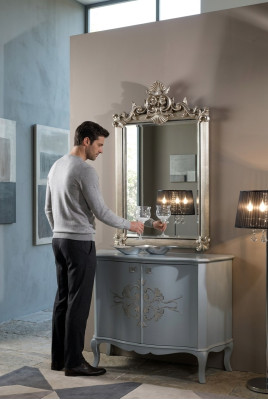 Designer Moderner großer Spiegel Wandspiegel echt Holz Rahmen Hängespiegel Luxus Möbel