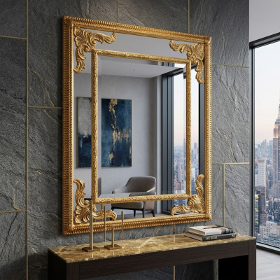 Dekoration Spiegel Wandspiegel Flurspiegel Bad Flur Holz Wand Spieglein Barock