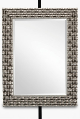 Klassischer Wandspiegel Holz Spiegel Möbel Barock Glas Rahmen Wand Silber 82x108