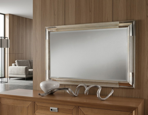 Designer Spiegel Anrichte Barock Spiegel Wohn Zimmer Regal Luxus Spiegel Silber