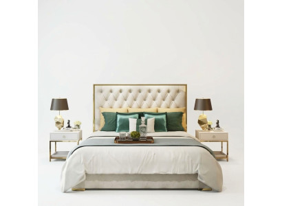 Klassischer Englischer Stil Bett Doppel Textil Chesterfield Betten 180x200cm