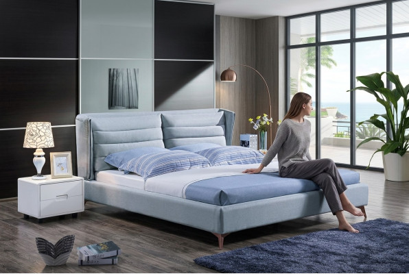 Holz Design Bett. Doppel Luxus Ehe Modernes Hotel Gestell Schlaf Zimmer