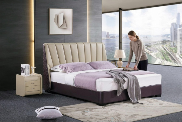 Bett Polsterbett Luxus Schlafzimmer Design Betten Textil Holz Bettgestell Neu