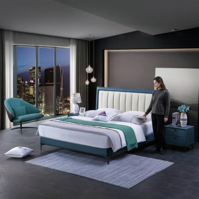 Leder Bett Polster Design Luxus Doppel Hotel Ehe Betten Deko Holz Schlaf