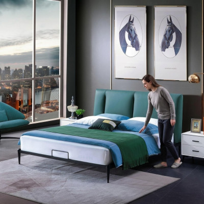 Grünes Design Bett Doppel Luxus Ehe Modernes Hotel Gestell Schlaf