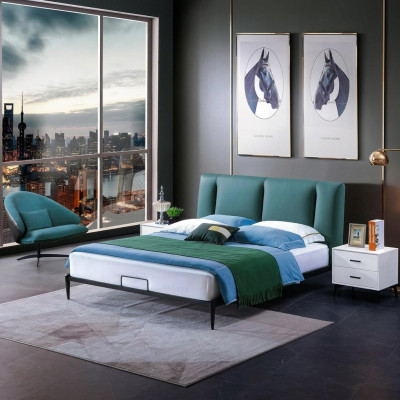 Grünes Design Bett Doppel Luxus Ehe Modernes Hotel Gestell Schlaf