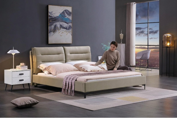 Möbel Betten Doppelbett Schlafzimmer Luxus Doppel Bett Beige Hotel Einrichtung