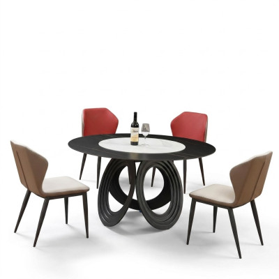 Designer Holz Ess Wohn Zimmer Set Deko Tisch 4x Lehn Stühle Set Garnitur