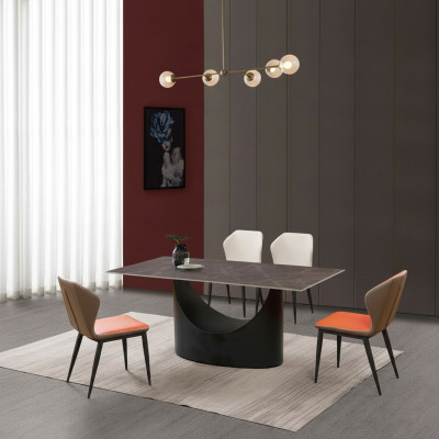 Design Ess Tisch 4 Stühle Set Garnitur Zimmer Gruppe 5 tlg. Tische Marmor